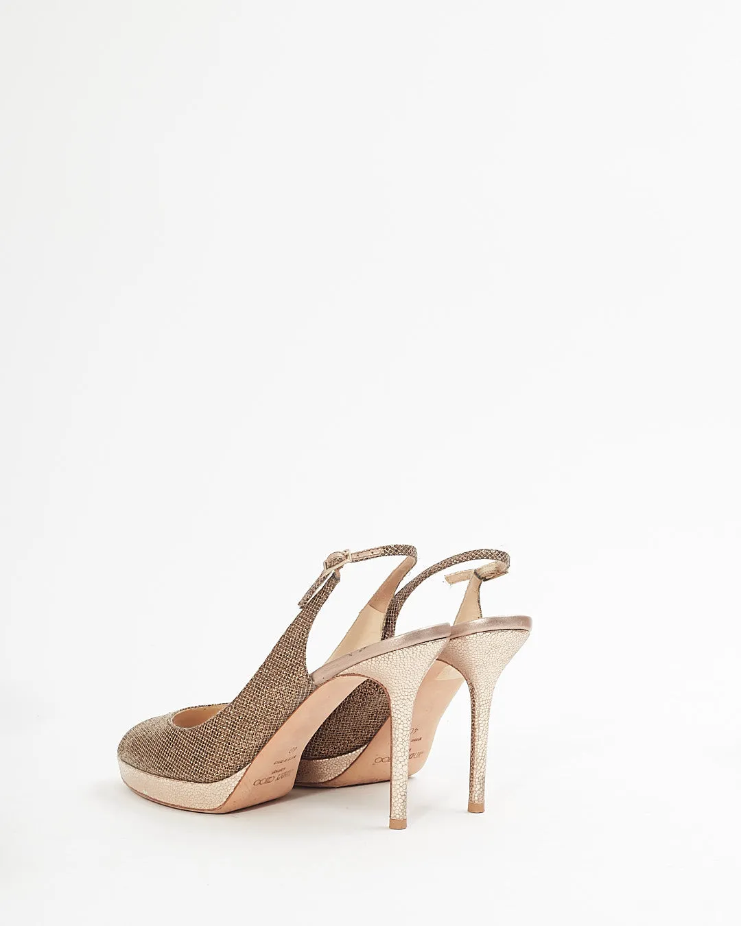 Jimmy Choo Gold Metallic Slingback Heels - 38