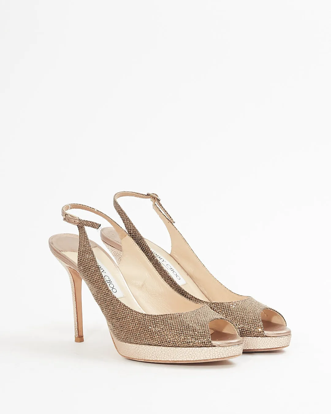Jimmy Choo Gold Metallic Slingback Heels - 38