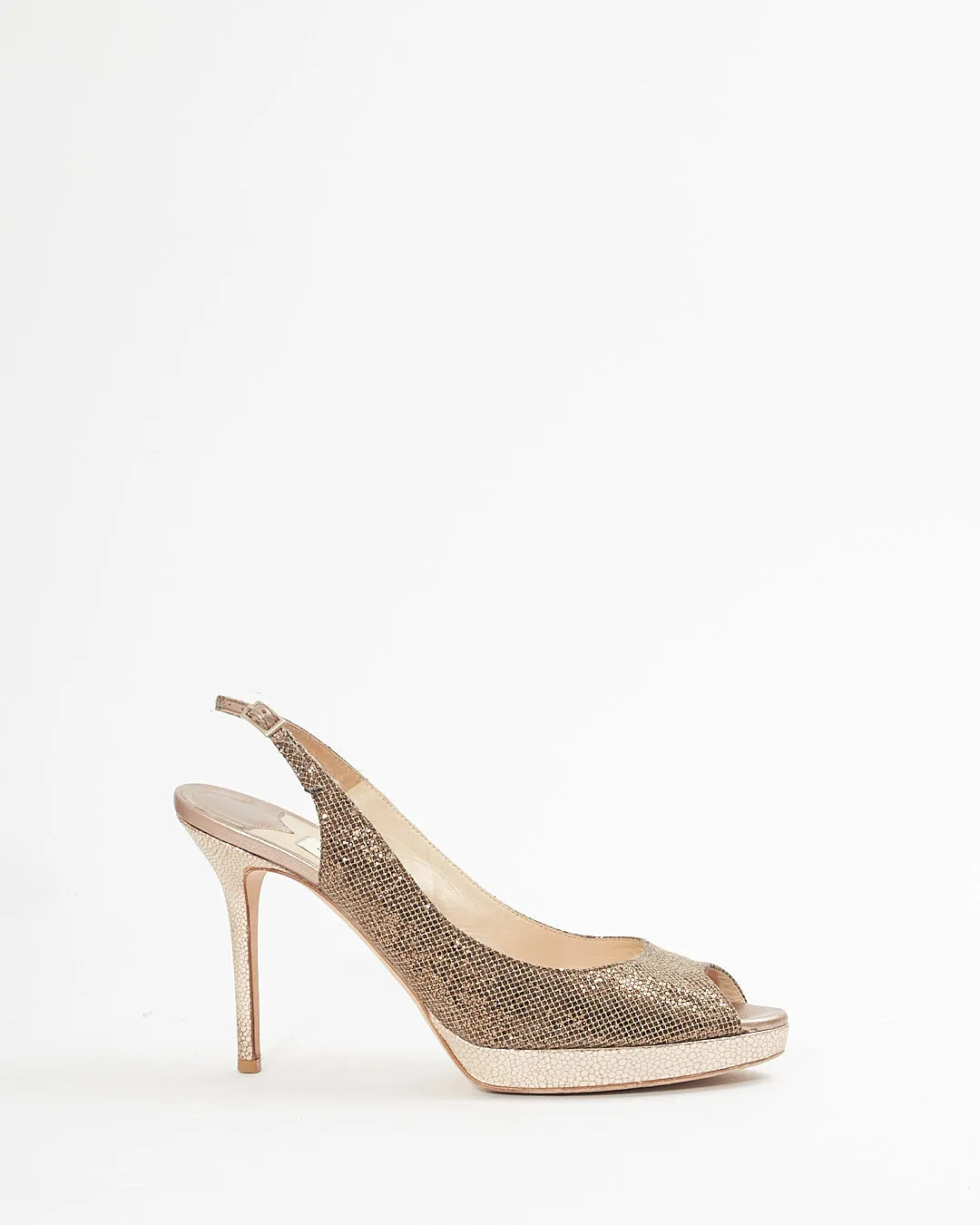 Jimmy Choo Gold Metallic Slingback Heels - 38
