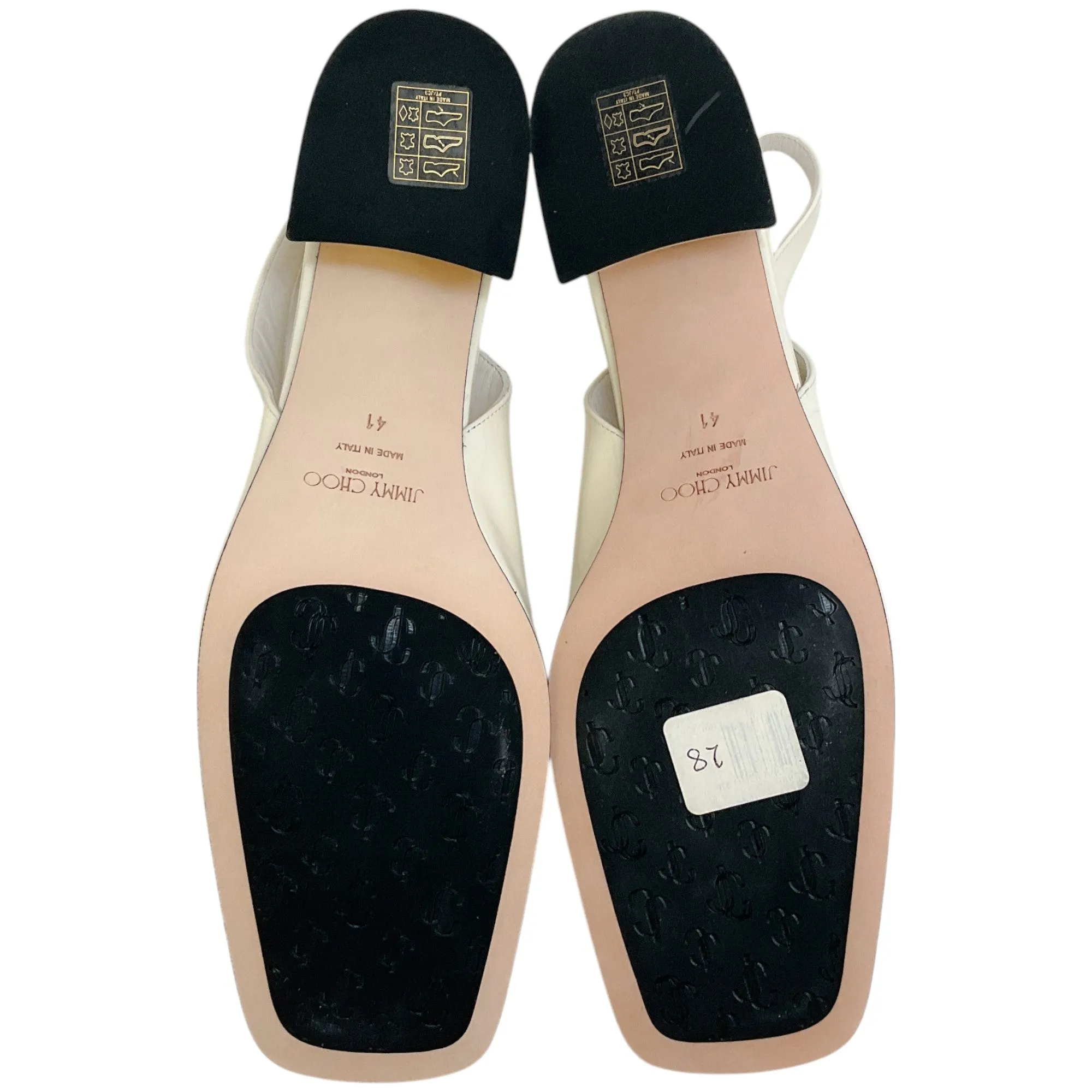 Jimmy Choo Latte Patent Leather Diamond Tilda Slingback Pumps