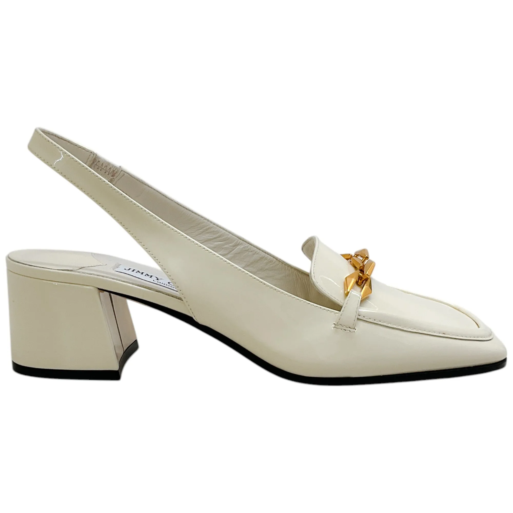 Jimmy Choo Latte Patent Leather Diamond Tilda Slingback Pumps