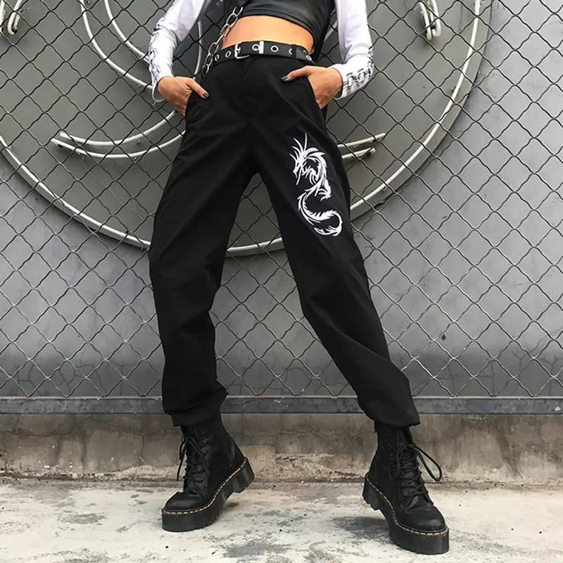 [@julia.aaa.black] "BLACK EMBROIDERED DRAGON" CASUAL PANTS K081002REVIEW