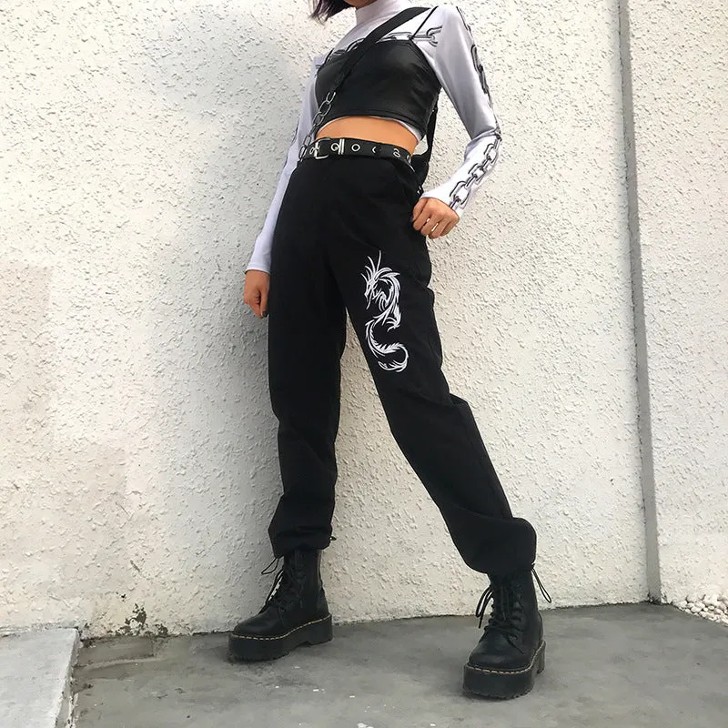[@julia.aaa.black] "BLACK EMBROIDERED DRAGON" CASUAL PANTS K081002REVIEW