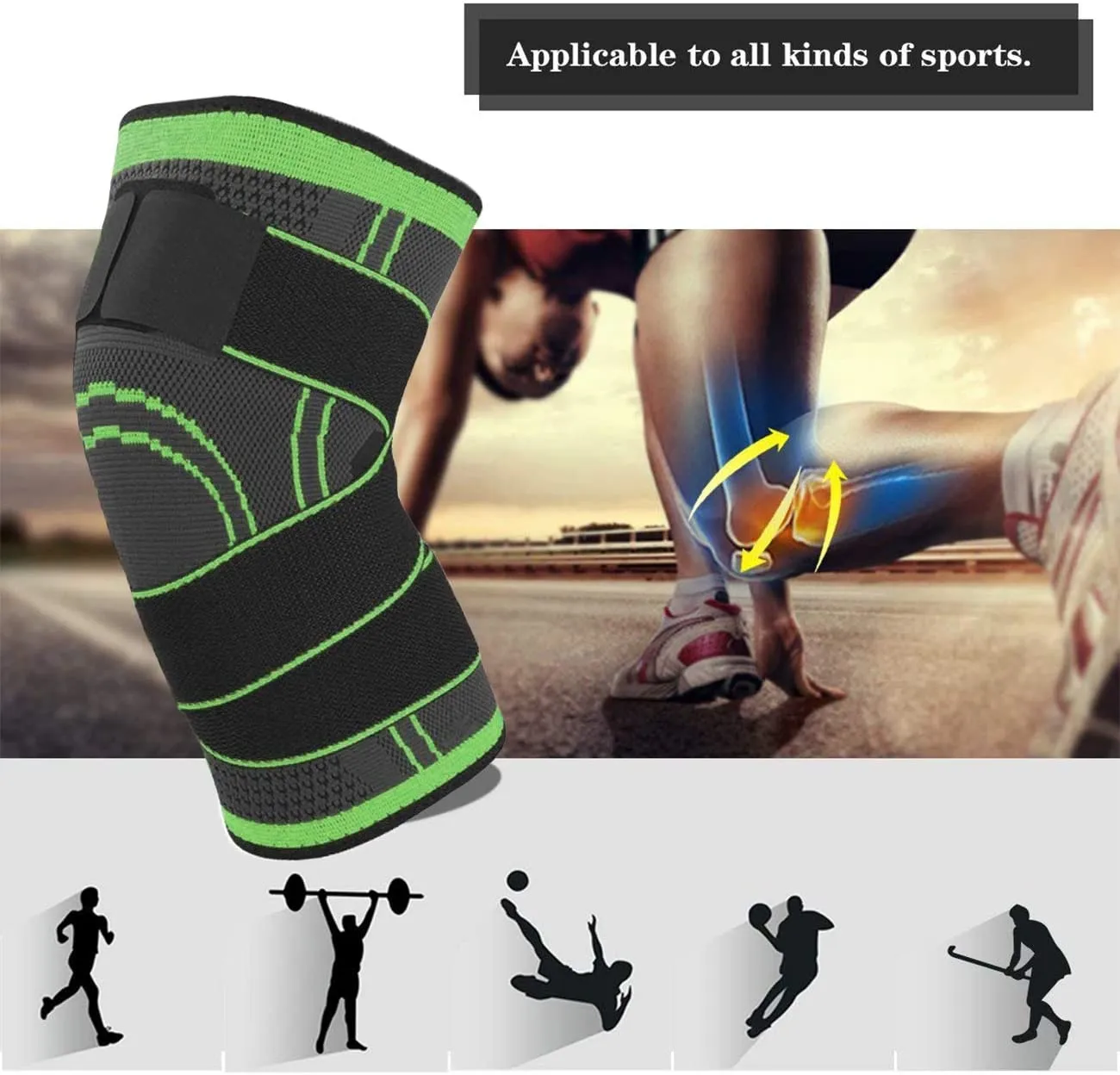 Knee Support Brace - Arthritis Pain, Injury Recovery, Running, Workout (Single)