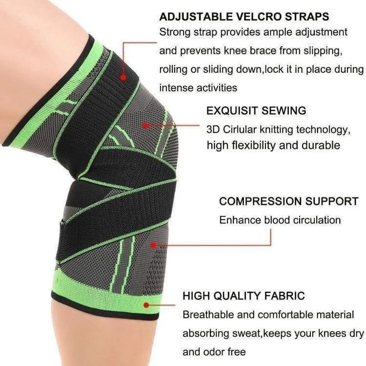 Knee Support Sleeve Adjustable Strap - Arthritis Pain, Injury Recovery, Running, Workout