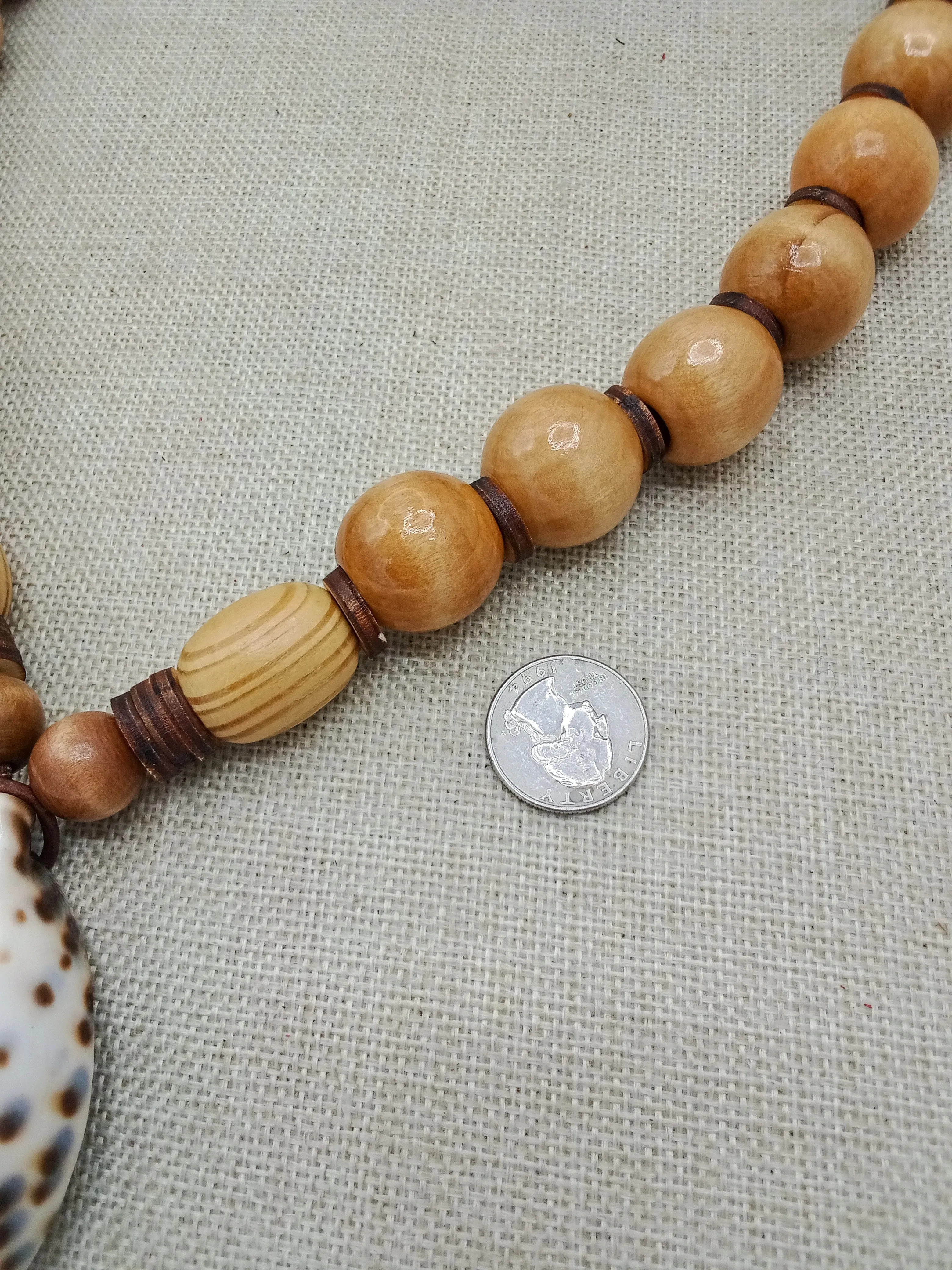 Large Men Necklace Cowrie Beaded Wooden Jewelry Gift for Him Statement Ethnic