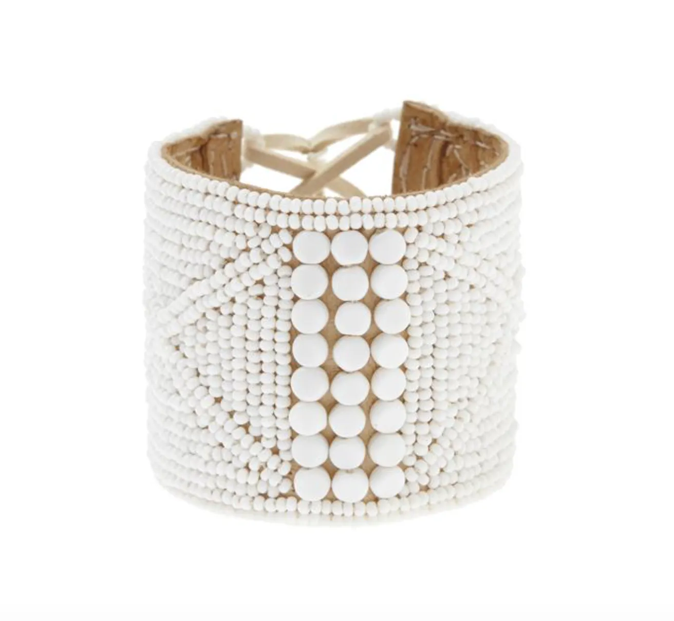 Leather Bracelet Cuff (White)