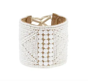 Leather Bracelet Cuff (White)