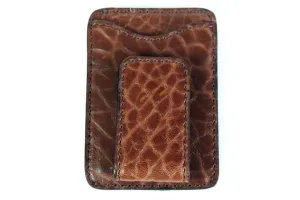 Leather Money Clip Wallet - Buffalo - Walnut Brown