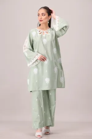 LEM-33 2PC EMBROIDERED LAWN STITCHED
