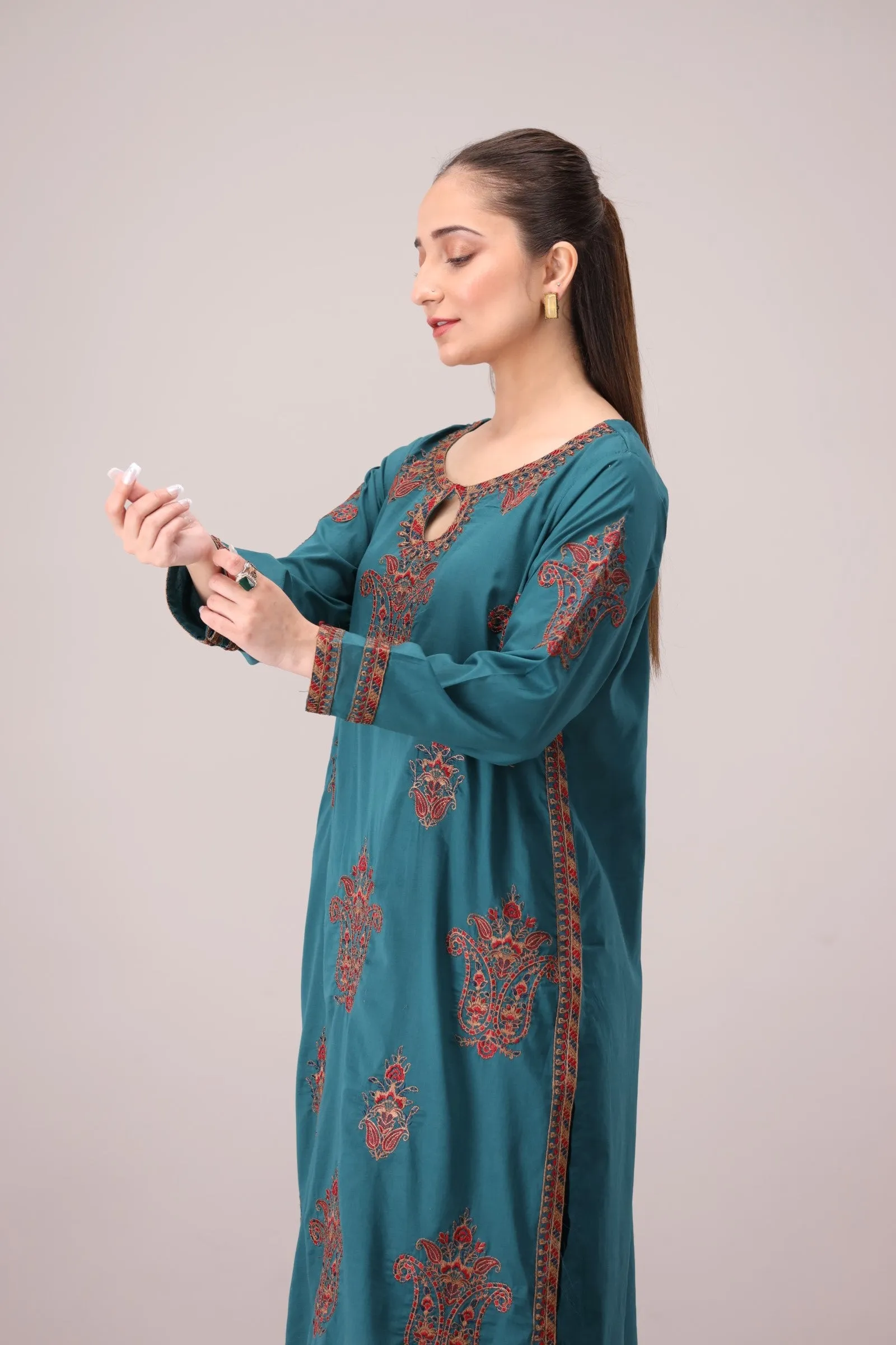 LEM-34 2PC EMBROIDERED LAWN STITCHED