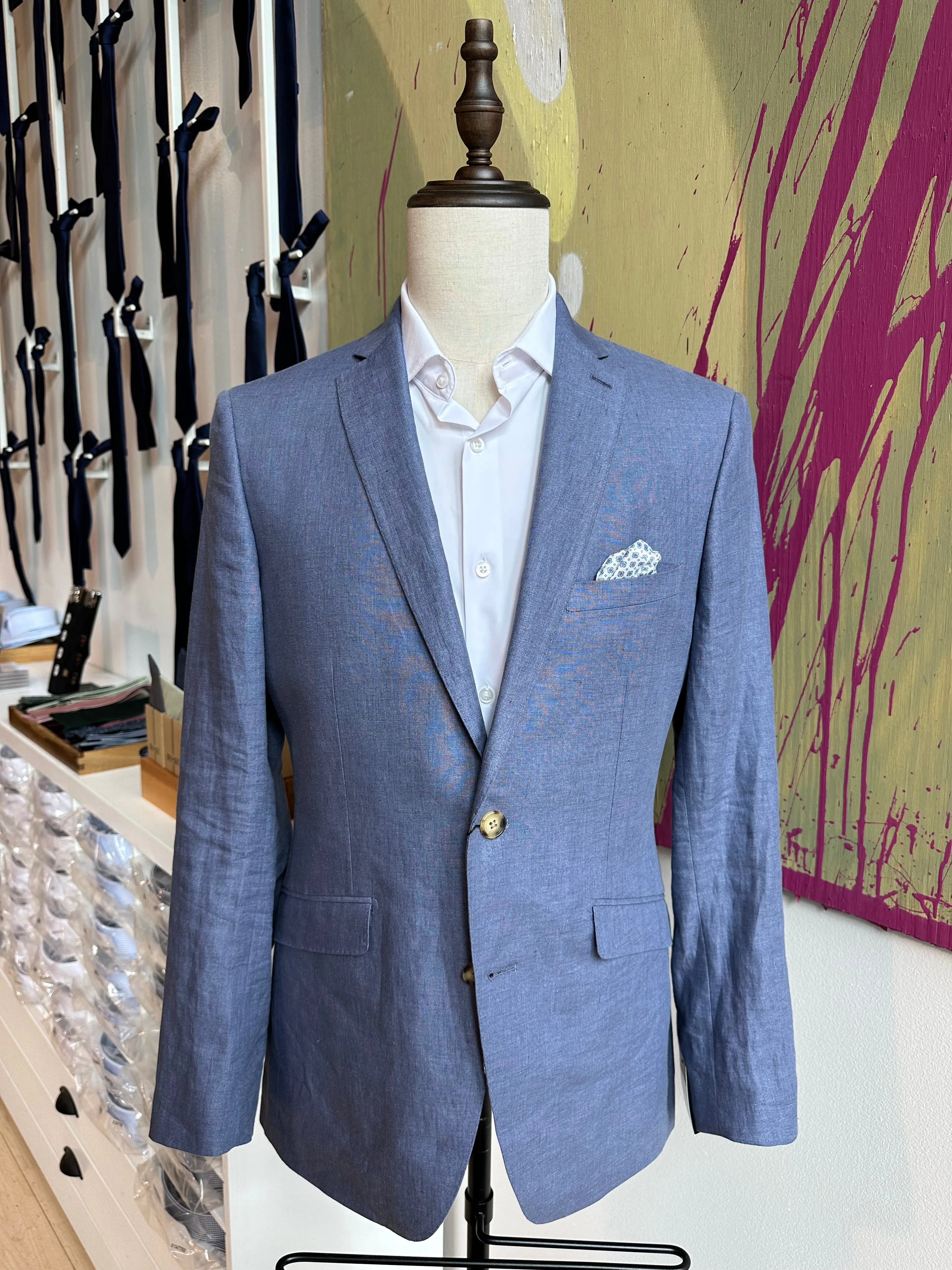 Light Blue Linen Premium Suit