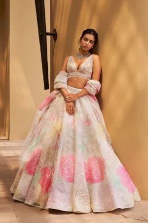 Light Pastel Floral Lehenga