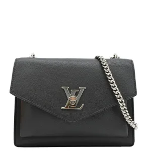 LOUIS VUITTON Mylockme BB Leather Chain Shoulder Bag Black