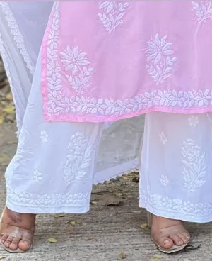 Lucknowi Chikankari Cotton Straight Palazzo