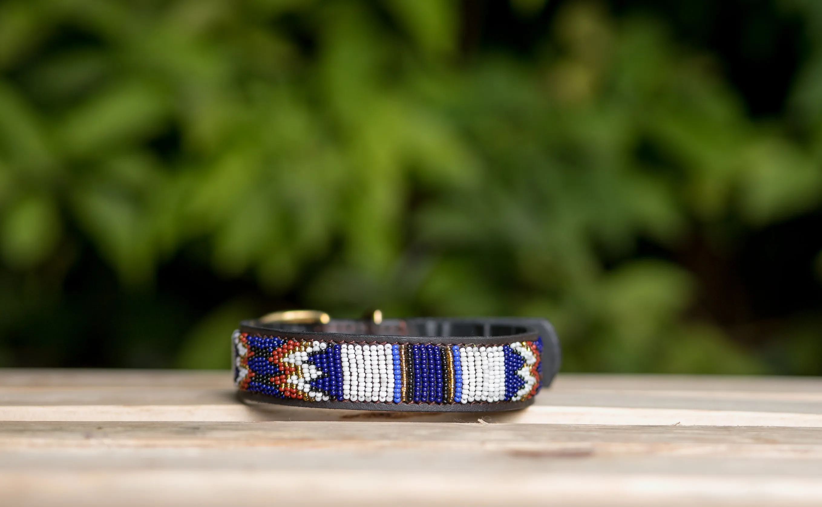Maasai Beaded Leather Dog Collar