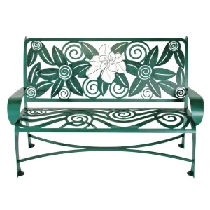 Magnolia Bench, Metal Outdoor-Indoor Sculptural Furniture by Cricket Forge