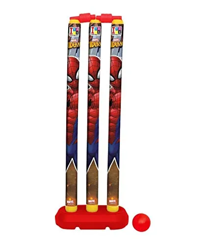 MANAKI ENTERPRISE Plastic Spiderman Cricket Kit Combo Set for Kids with 3 Stumps with Bat and Ball ( Multicolour)