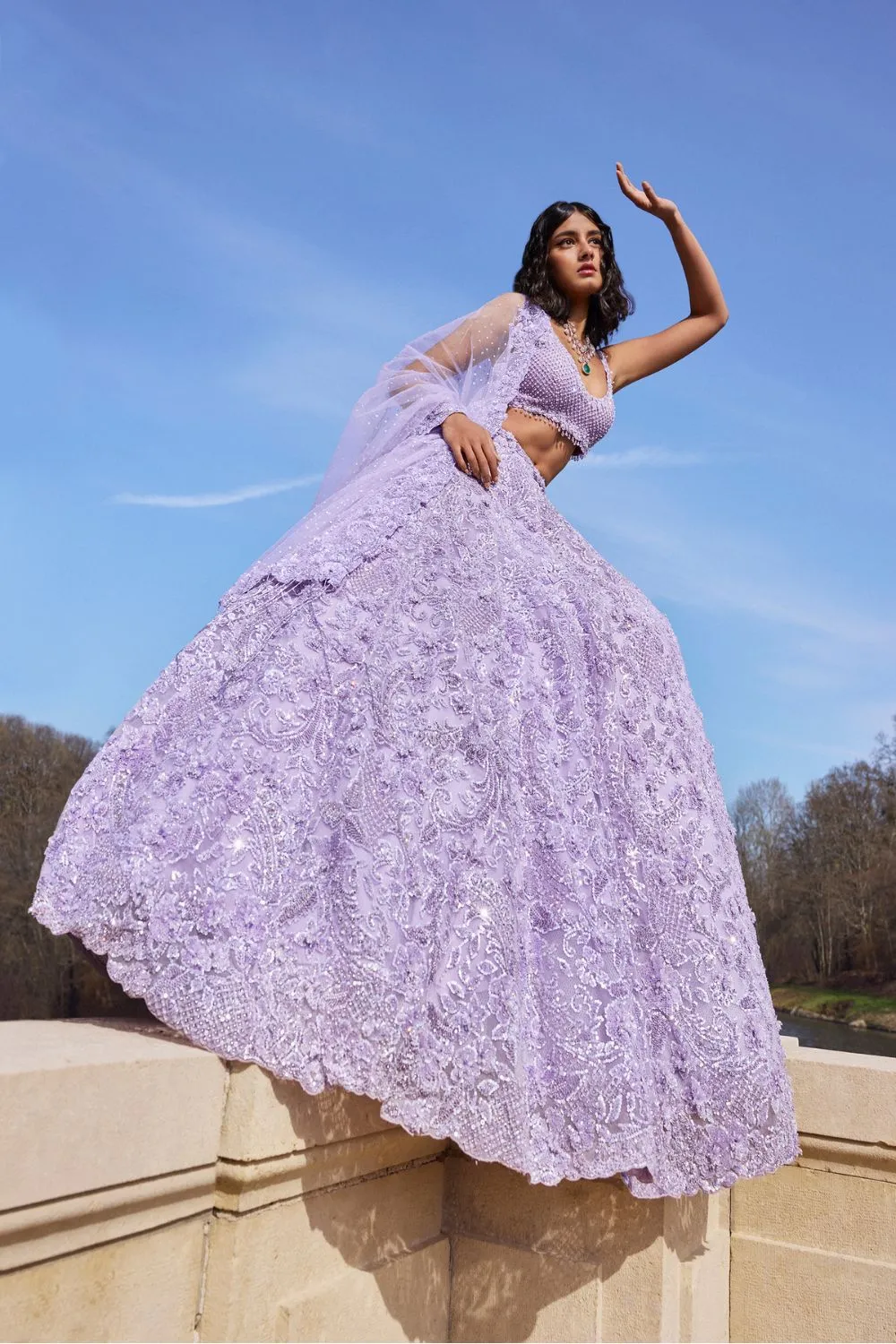 Mauve Sequin Lehenga Set