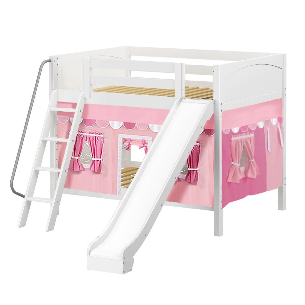 Maxtrix Full Medium Bunk Bed with Angled Ladder, Curtain   Slide