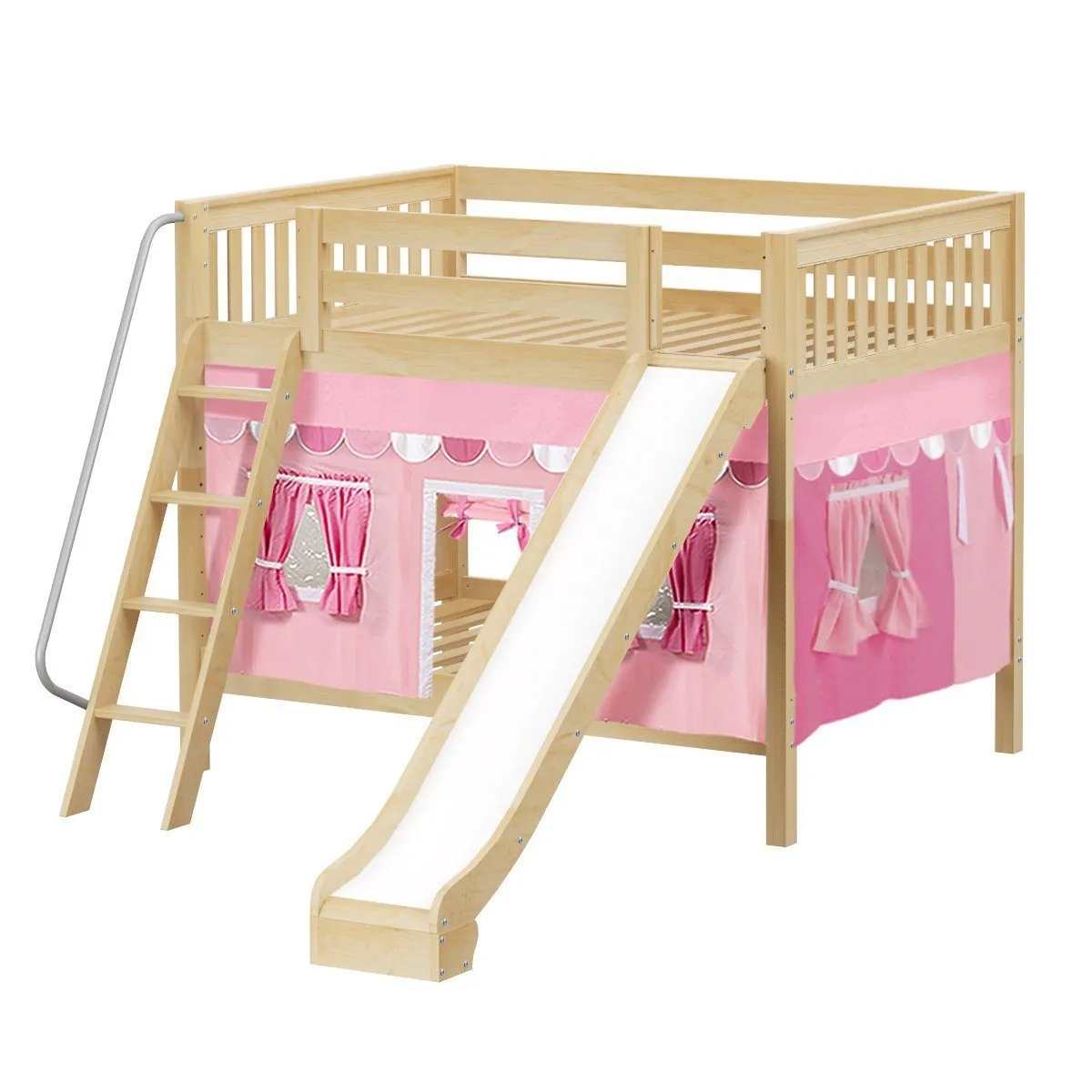 Maxtrix Full Medium Bunk Bed with Angled Ladder, Curtain   Slide