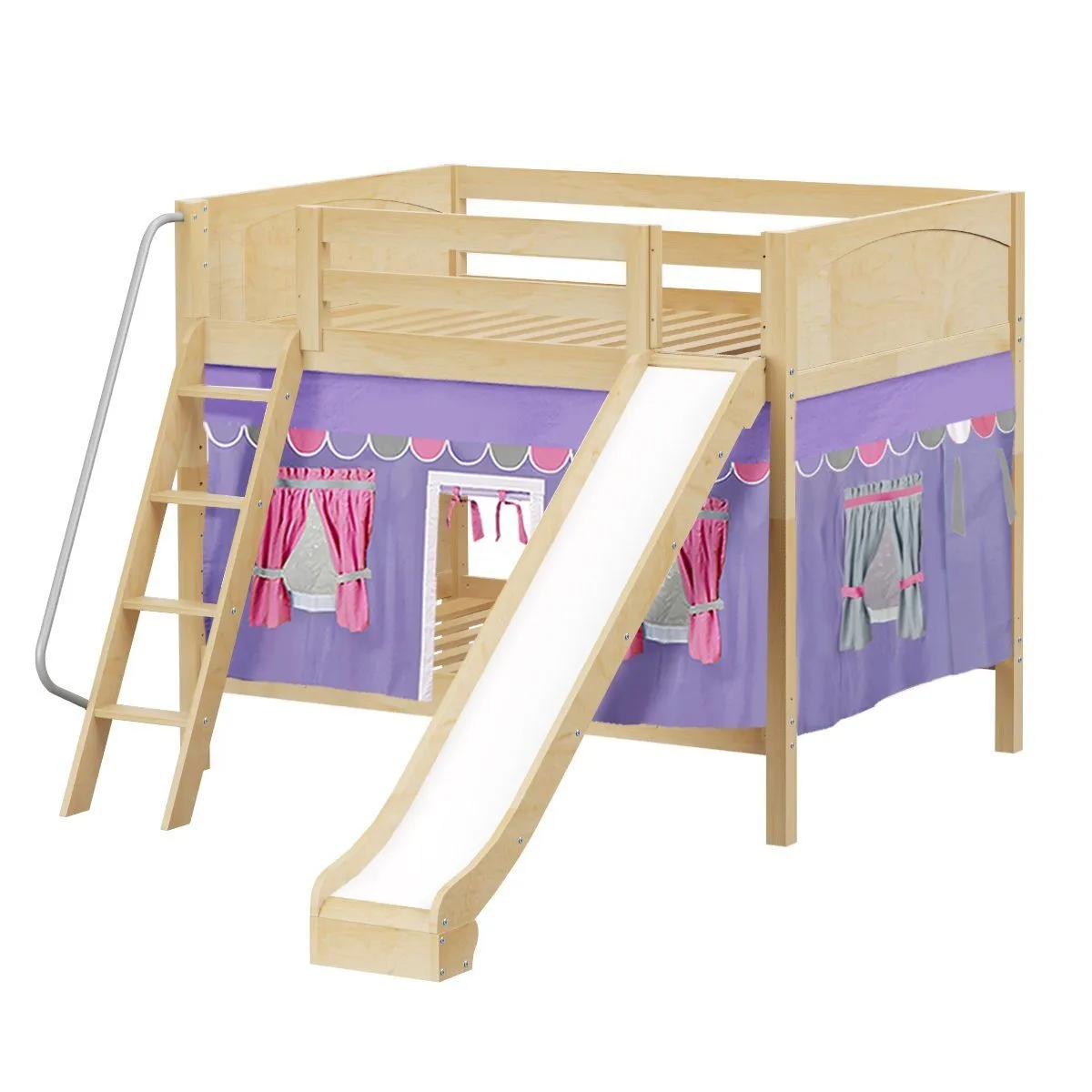 Maxtrix Full Medium Bunk Bed with Angled Ladder, Curtain   Slide