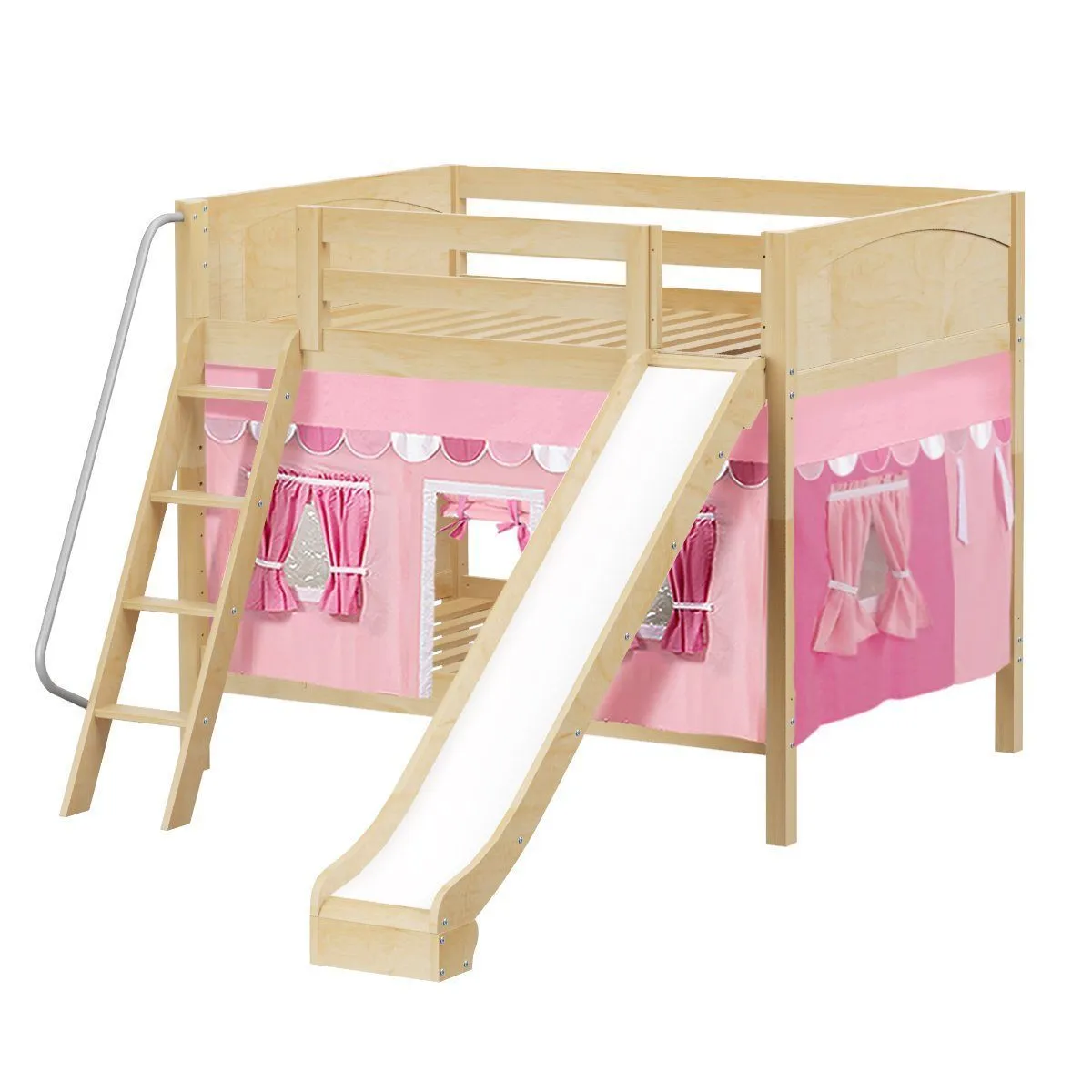Maxtrix Full Medium Bunk Bed with Angled Ladder, Curtain   Slide