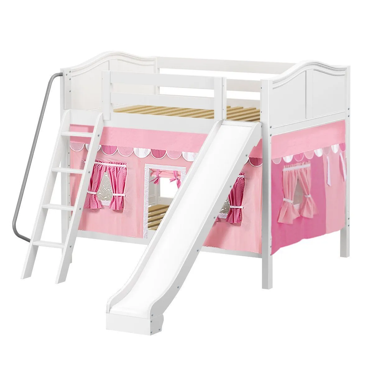 Maxtrix Full Medium Bunk Bed with Angled Ladder, Curtain   Slide