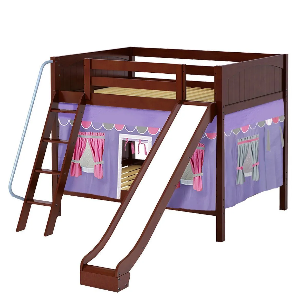 Maxtrix Full Medium Bunk Bed with Angled Ladder, Curtain   Slide