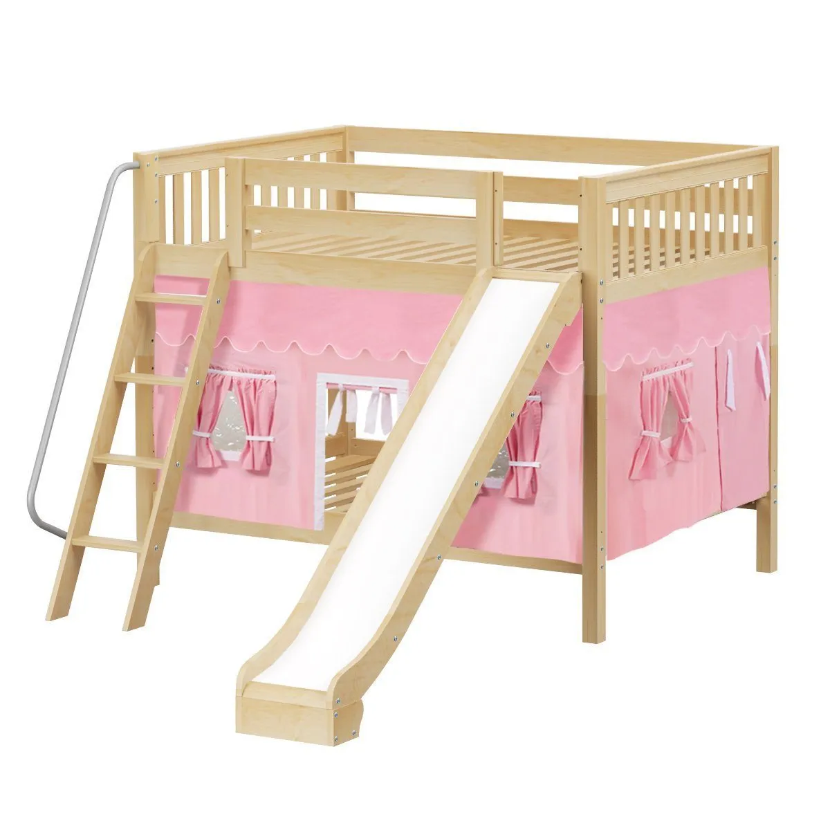 Maxtrix Full Medium Bunk Bed with Angled Ladder, Curtain   Slide