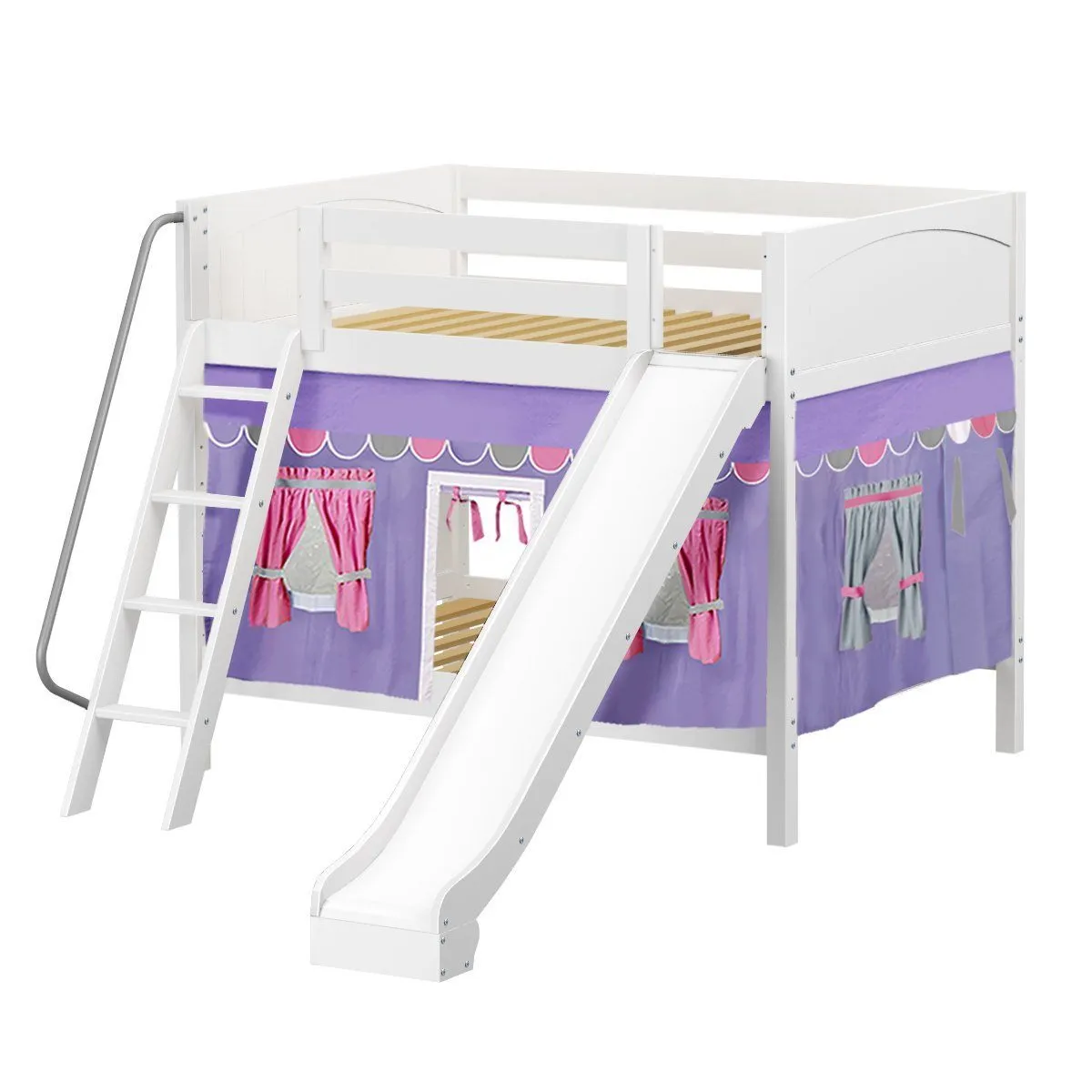Maxtrix Full Medium Bunk Bed with Angled Ladder, Curtain   Slide