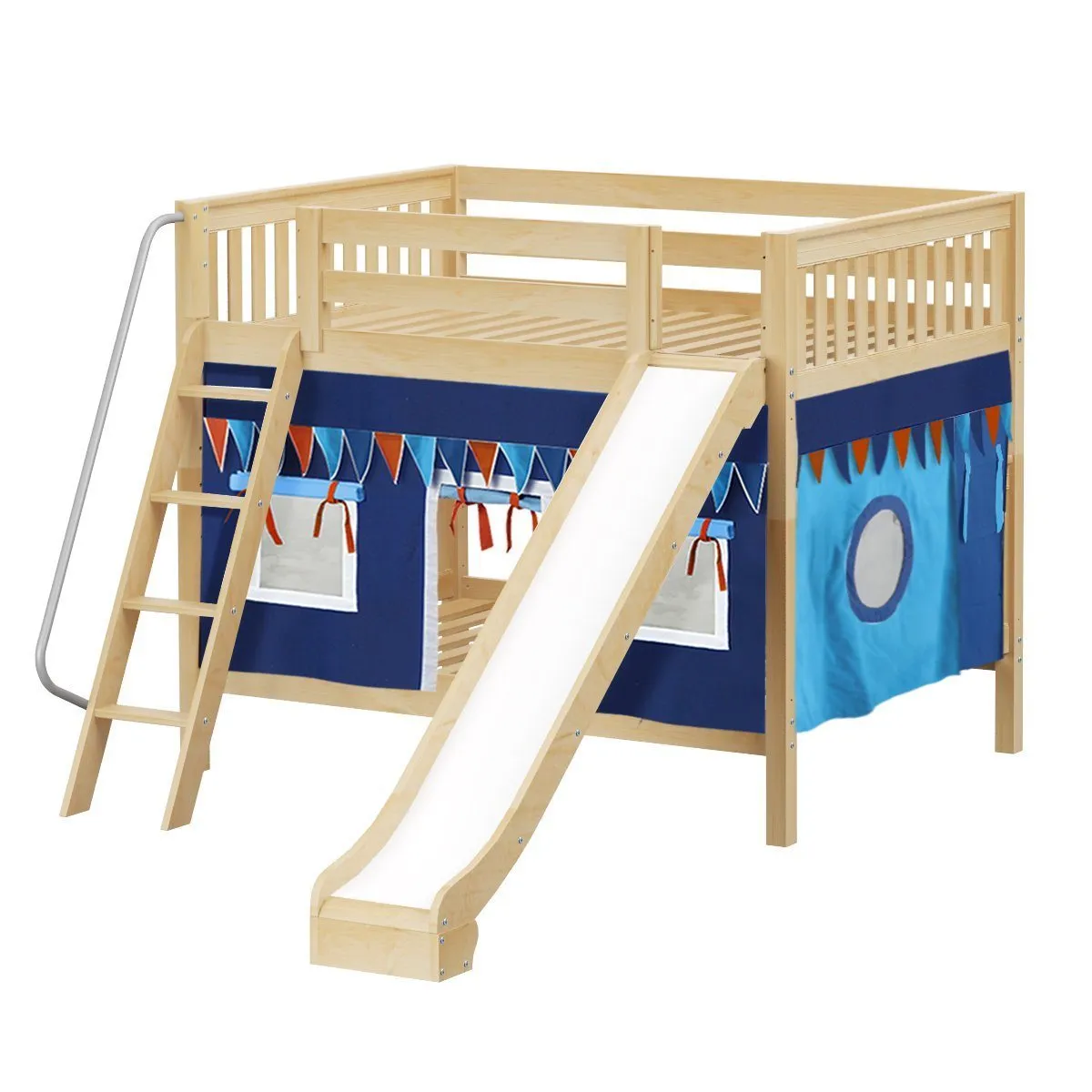 Maxtrix Full Medium Bunk Bed with Angled Ladder, Curtain   Slide