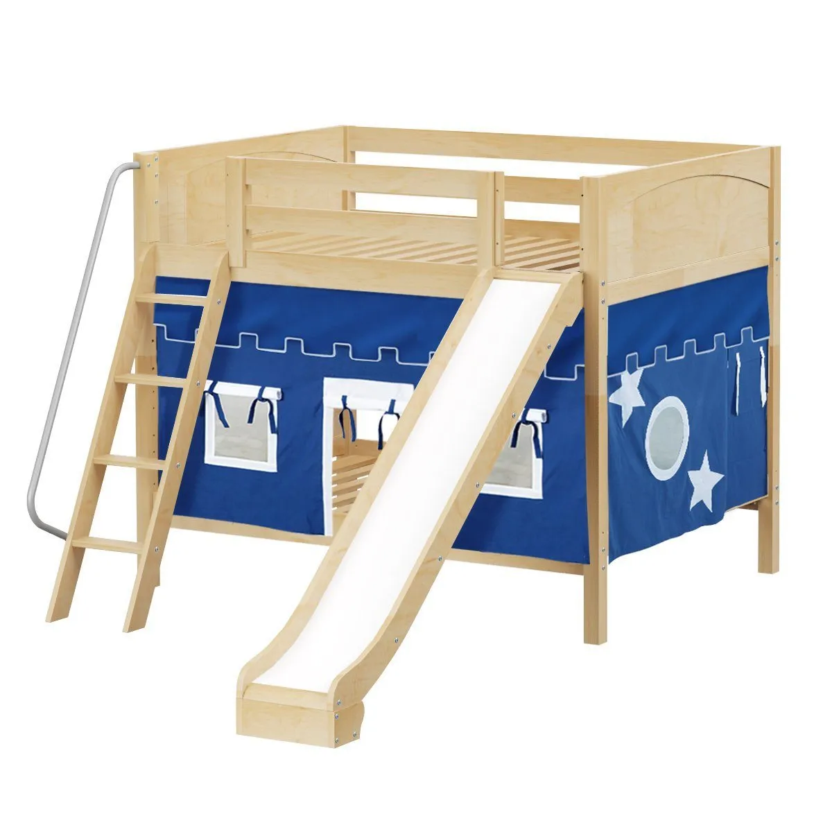 Maxtrix Full Medium Bunk Bed with Angled Ladder, Curtain   Slide