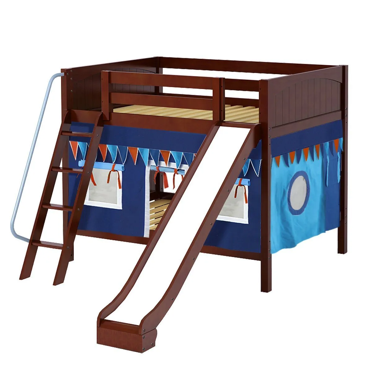 Maxtrix Full Medium Bunk Bed with Angled Ladder, Curtain   Slide
