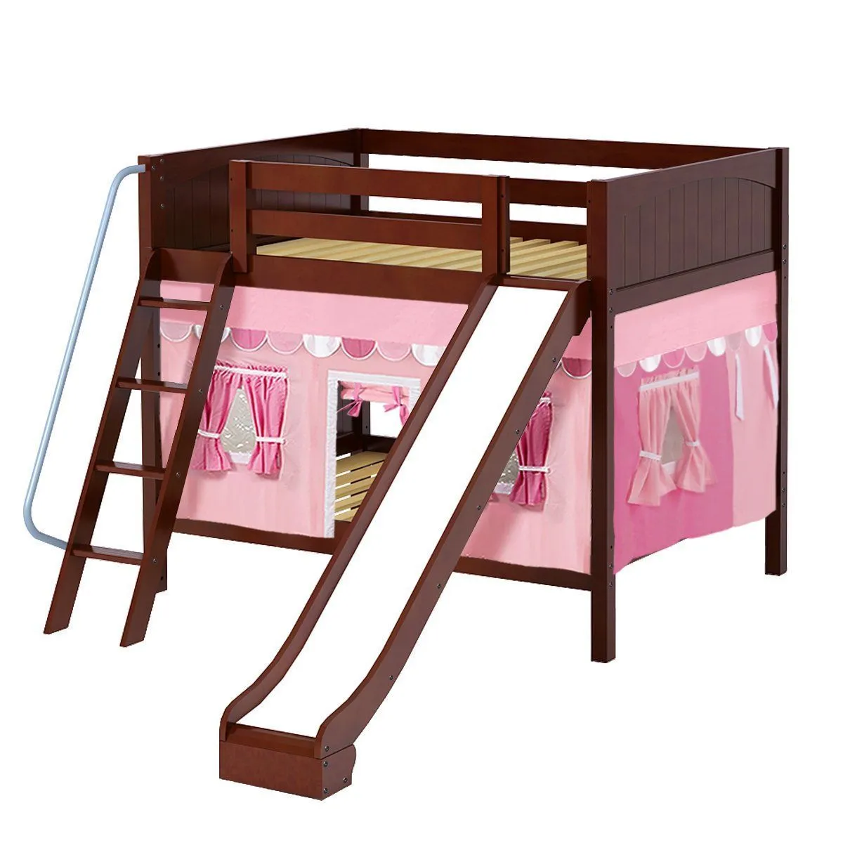 Maxtrix Full Medium Bunk Bed with Angled Ladder, Curtain   Slide