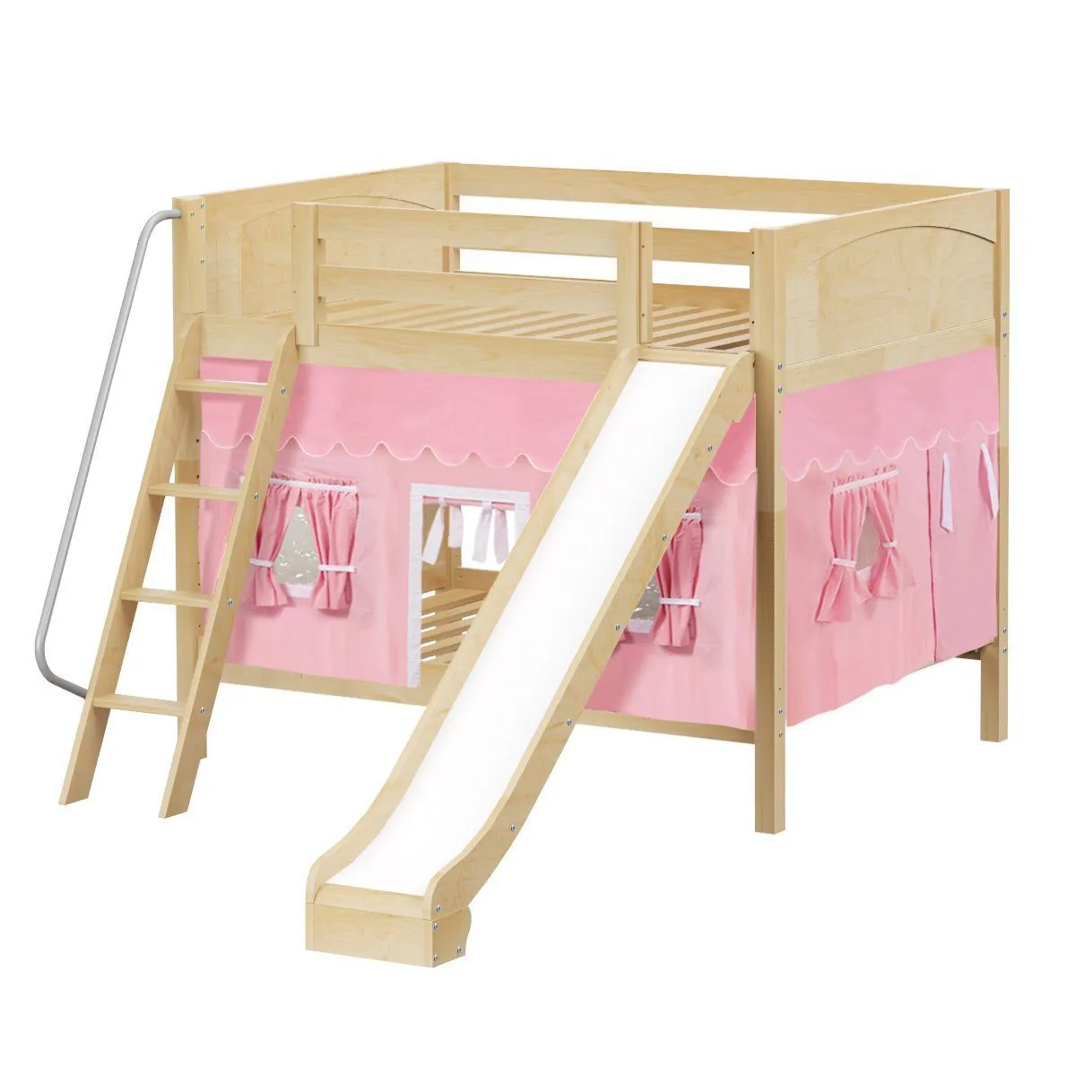 Maxtrix Full Medium Bunk Bed with Angled Ladder, Curtain   Slide