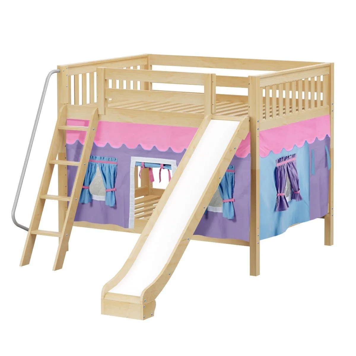 Maxtrix Full Medium Bunk Bed with Angled Ladder, Curtain   Slide