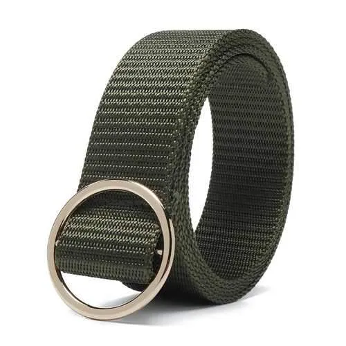 Men Casual Round Buckle Canvas Waist Belt