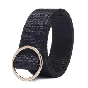Men Casual Round Buckle Canvas Waist Belt