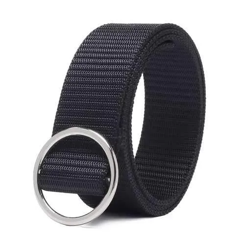 Men Casual Round Buckle Canvas Waist Belt