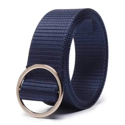Men Casual Round Buckle Canvas Waist Belt
