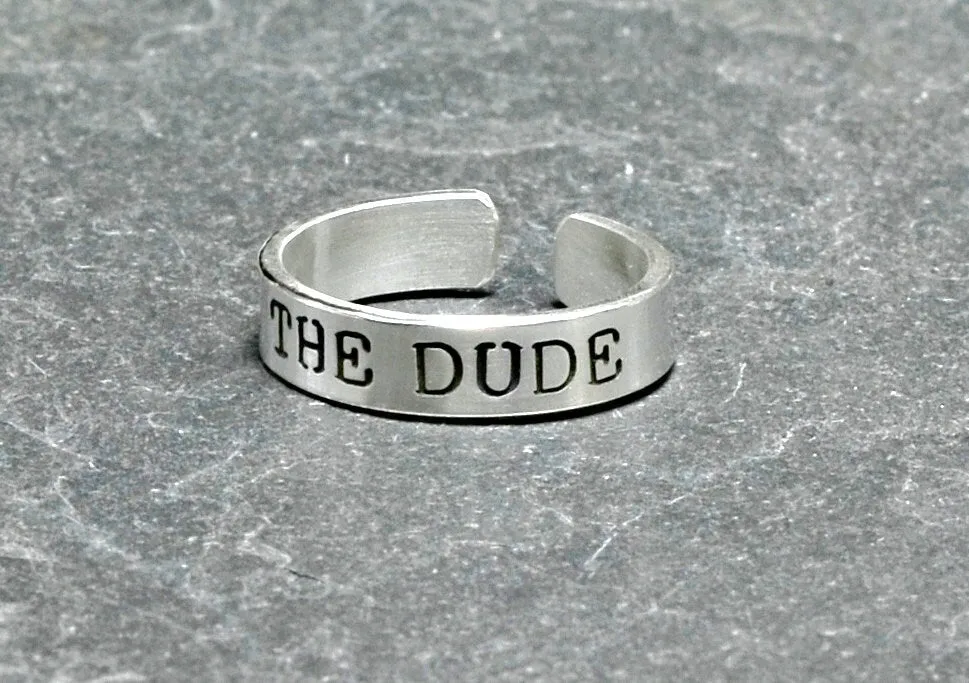 Men's sterling silver toe ring with I'm the dude