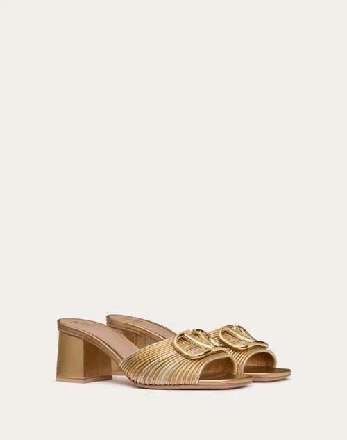 Metallic Vlogo Signature Slide Sandal With Cornely Embroidery