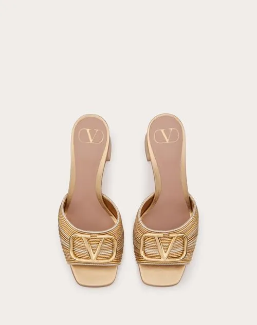Metallic Vlogo Signature Slide Sandal With Cornely Embroidery