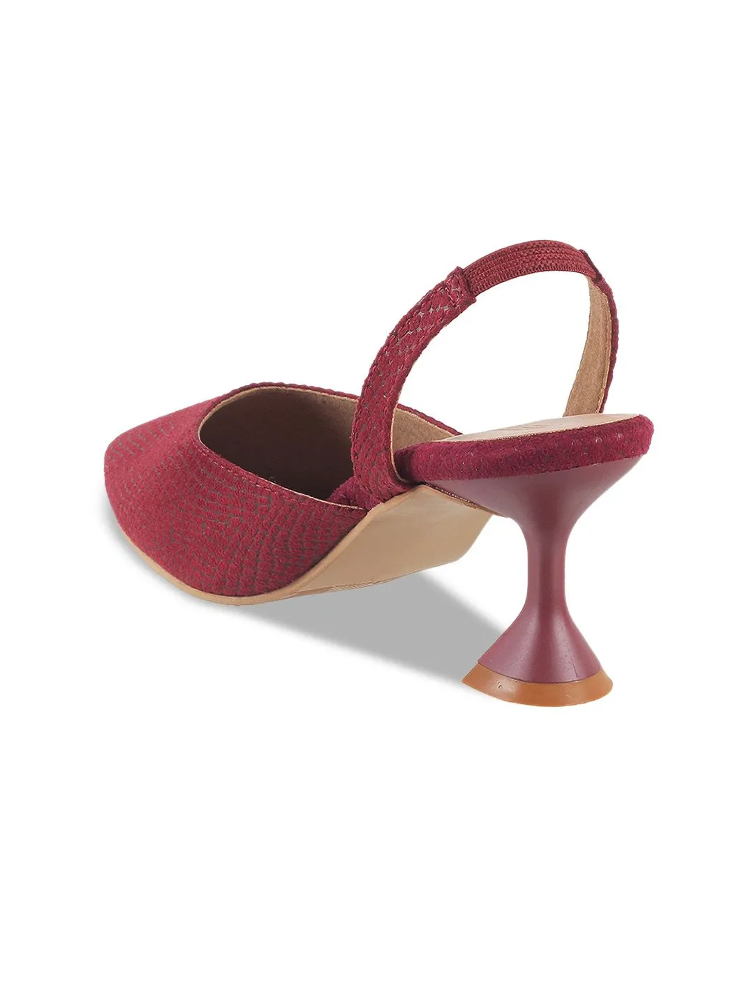 Metro Pointed Toe Textured Block Mules With Backstrap