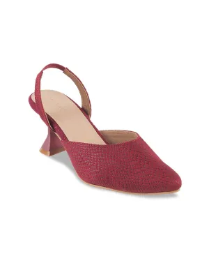 Metro Pointed Toe Textured Block Mules With Backstrap