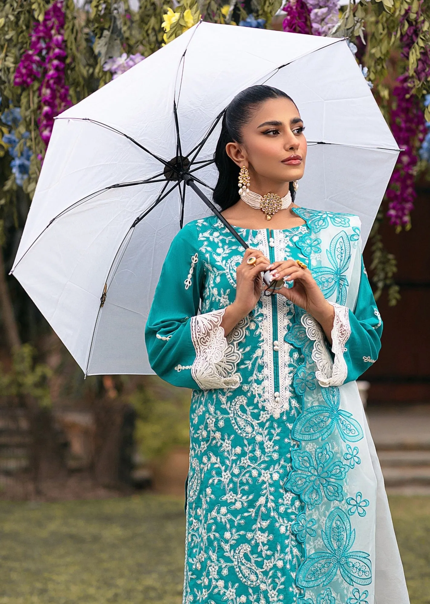 MGZ-10  3PC EMBROIDERED LAWN  STITCHED I UNSTITCHED