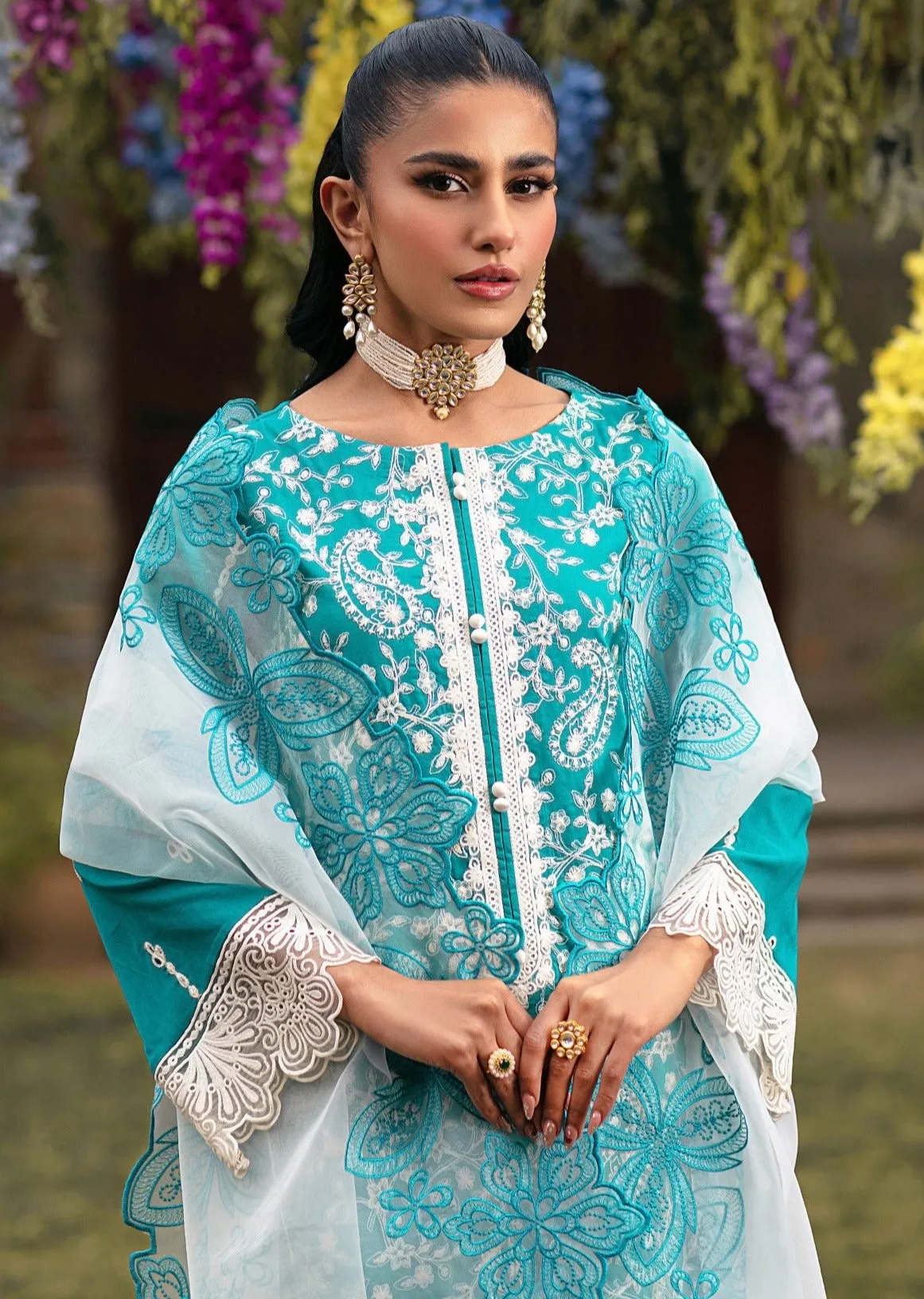 MGZ-10  3PC EMBROIDERED LAWN  STITCHED I UNSTITCHED