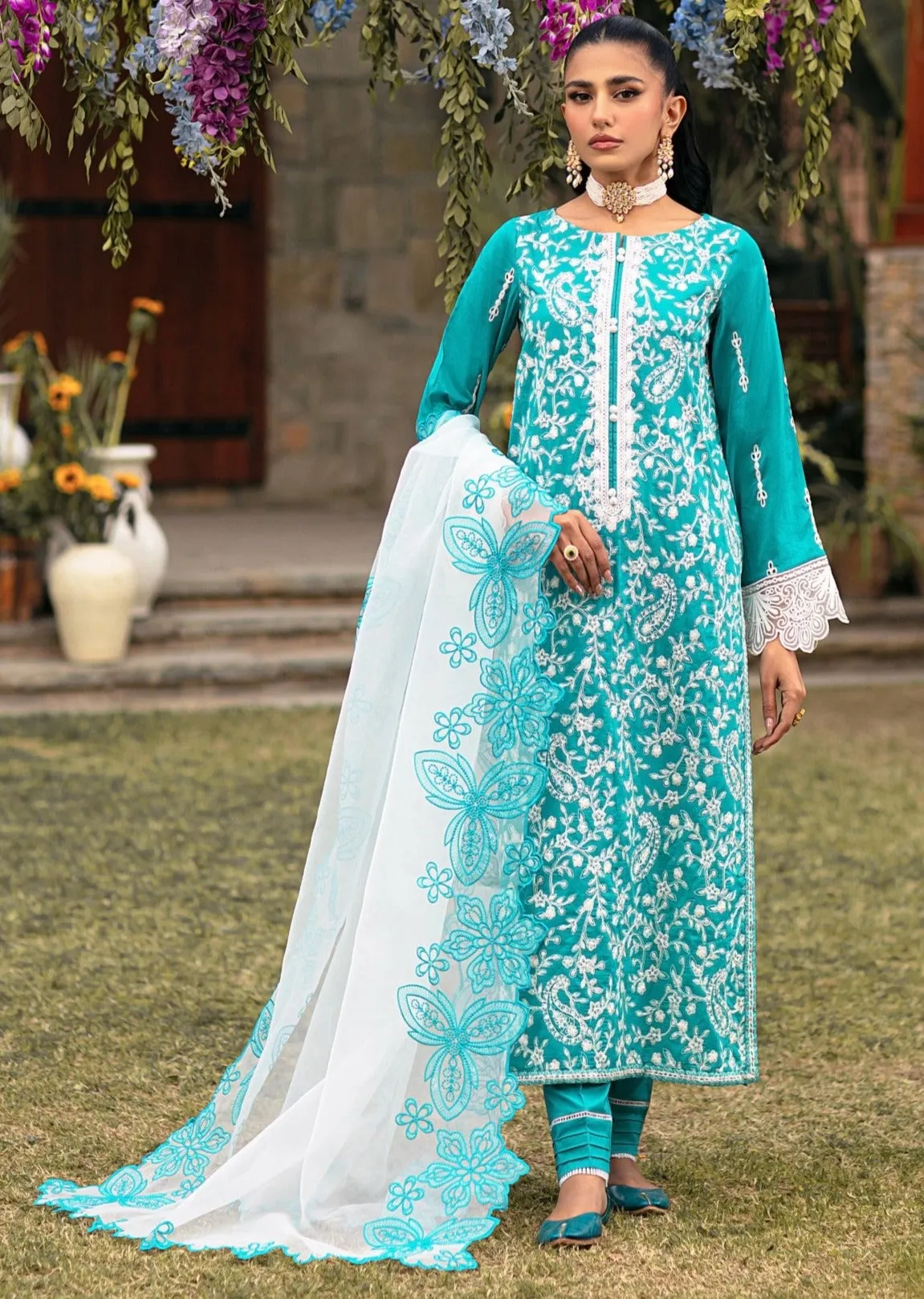 MGZ-10  3PC EMBROIDERED LAWN  STITCHED I UNSTITCHED