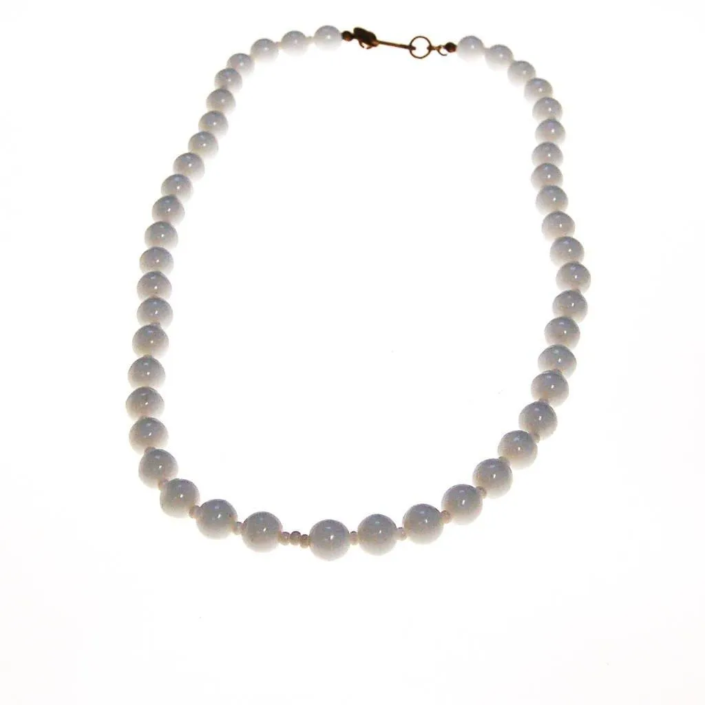 Miriam Haskell Milk Glass Beaded Necklace